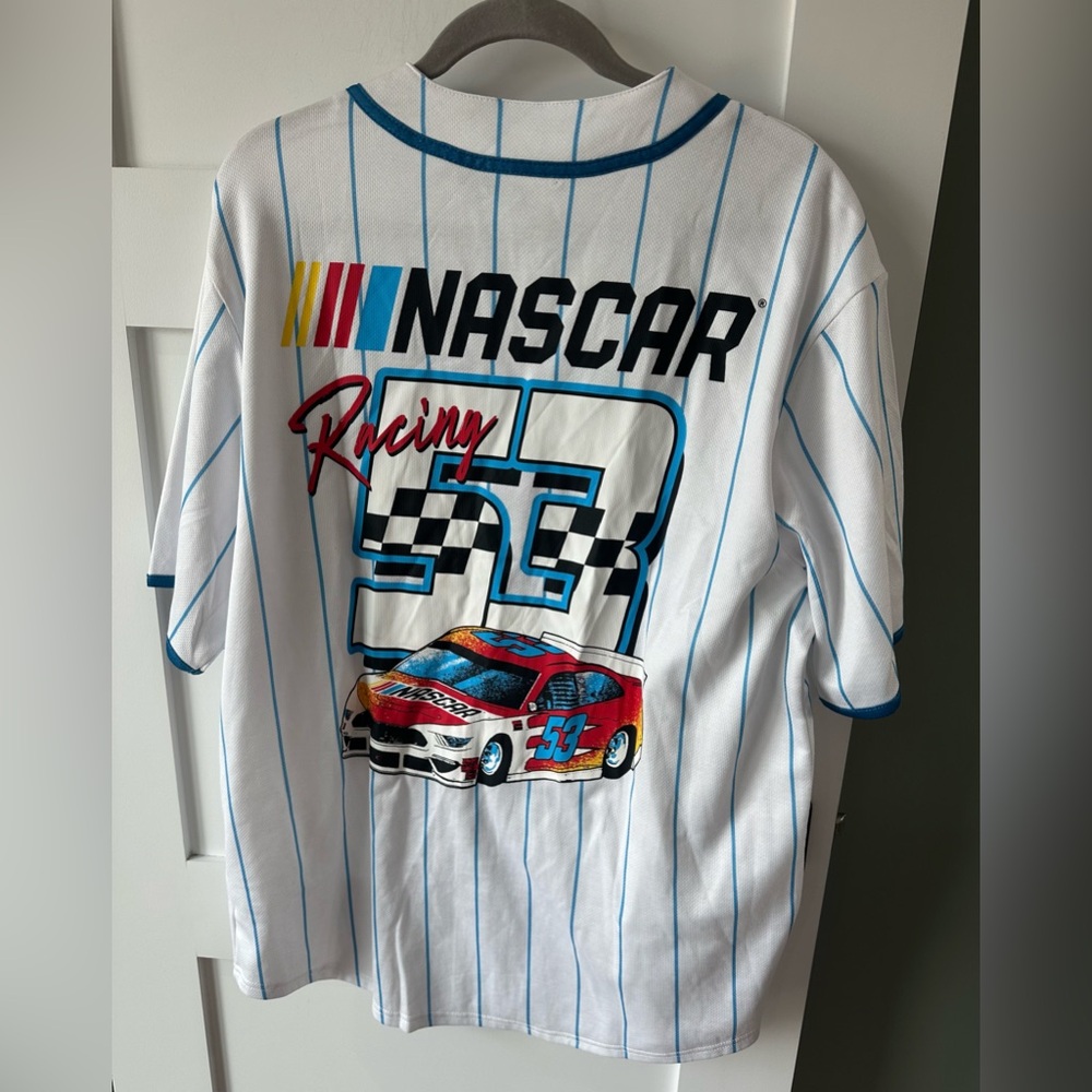 NASCAR Baseball Jersey Vintage Retro Pinstripe Men's Size Large #53